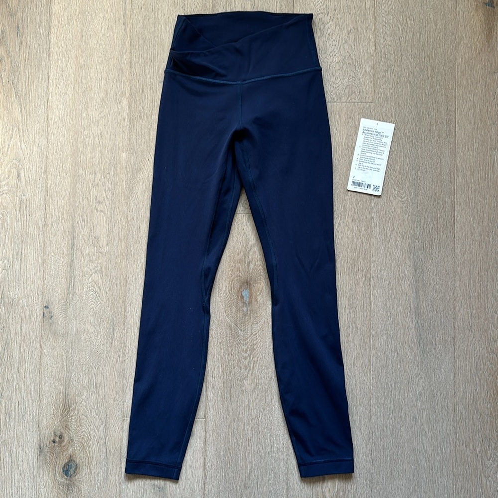 EUC align asymmetrical waist pant 25" true navy size 2 lululemon